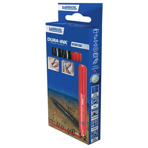 Markal DURA-INK RETRACTABLE 22252 Permanentmarker Rot, Schwarz wasserfest: Ja