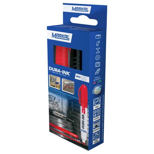 Markal DURA-INK CHISEL 22244 Permanentmarker Rot, Schwarz wasserfest: Ja