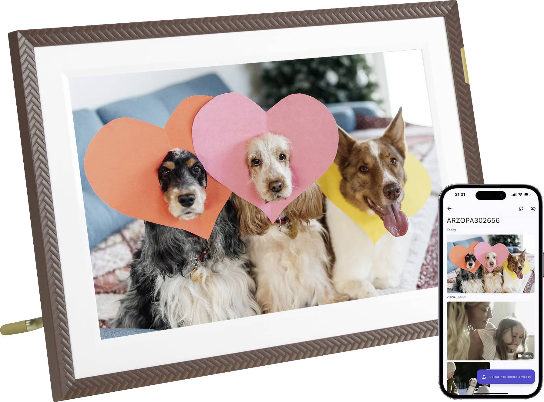 Arzopa D10 brown Digitale fotolijst 25.7 cm 10.1 inch Energielabel: B (A - G) 1280 x 800 Pixel 32 GB Bruin