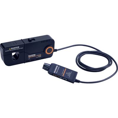 'GW Instek GCT-904 Stromzangen-Adapter.' Schwarzes Gerät mit Kabel, mit Warnhinweisen beschriftet. Wird für elektrische Messungen verwendet.