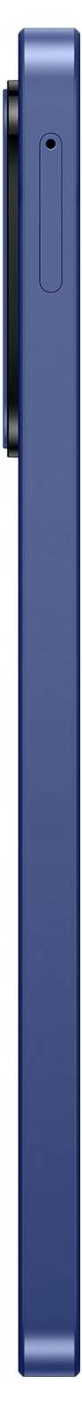 Ein blaues Smartphone mit rechteckiger Form, Seitenansicht mit Kameraaufsatz und Tasten am rechten Rand.