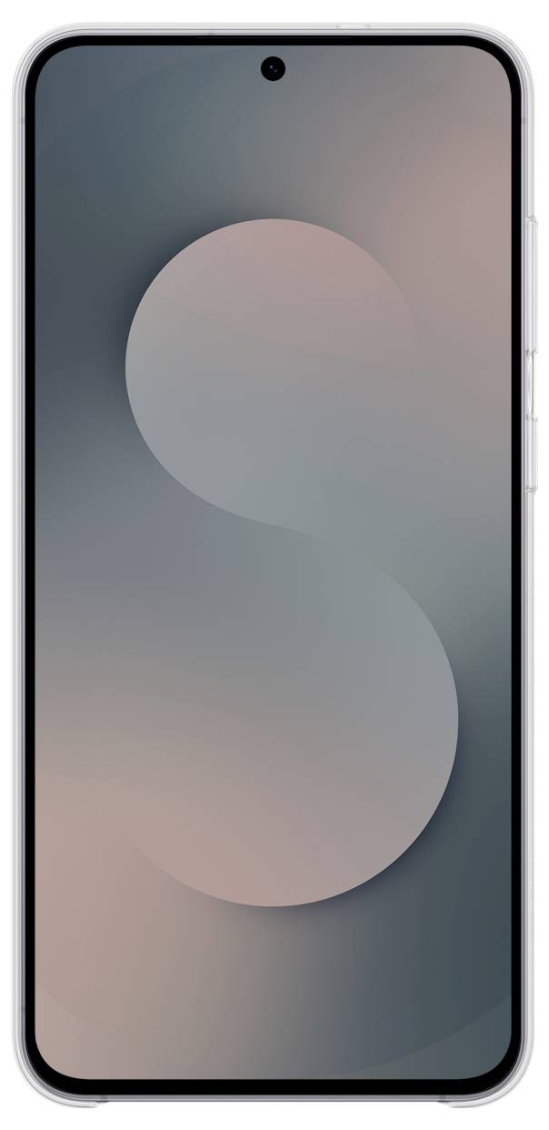 Ein Smartphone mit einem minimalistischen abstrakten Hintergrund auf dem Bildschirm, der ein glattes Verlaufsmuster in weichen Pink- und Blautönen zeigt.