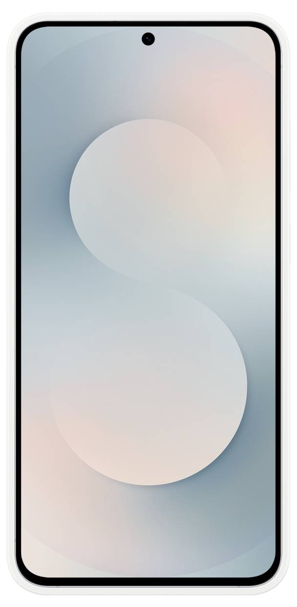 Ein schlankes Smartphone mit minimalistischem Design und einem sanften Verlaufshintergrund auf dem Bildschirm.