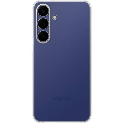 Rückansicht eines blauen Samsung-Smartphones mit drei Kameras und einem Blitz in vertikaler Anordnung. Das Samsung-Logo ist auf der unteren Rückseite sichtbar.