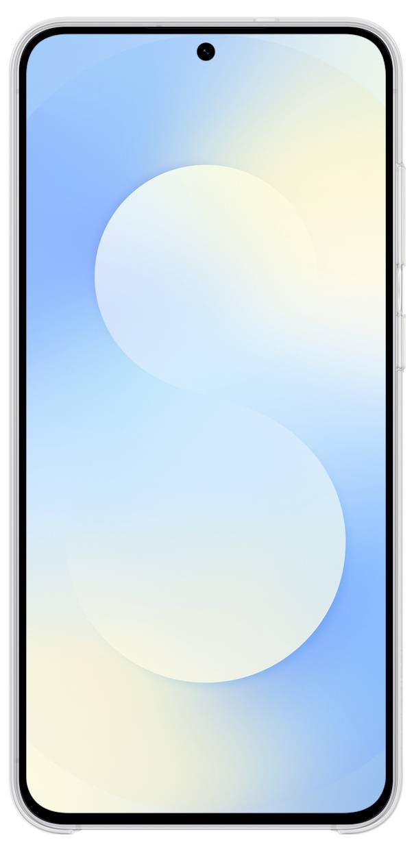 Smartphone-Frontansicht mit einem Farbverlaufshintergrund in Blau und Creme auf dem Display, mit einer mittig platzierten Lochkamera.