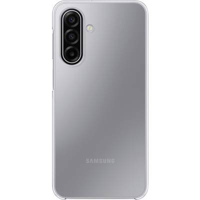 Ein silbernes Smartphone mit einer Dreifach-Objektiv-Kamera und Blitz auf der Rückseite, mit dem Samsung-Logo am unteren Rand.