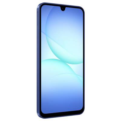 Ein Smartphone mit einem blauen Verlaufsbildschirm und einem dünnen Rand, das ein minimalistisches Design präsentiert.