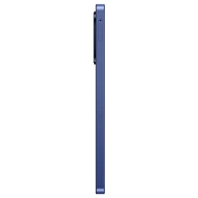 Blauer Smartphone-Seitenansicht mit sichtbarem Powerbutton und hervorstehendem Kameramodul.