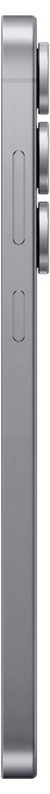 Seitenansicht eines modernen Smartphones mit einer schlanken Metalloberfläche, ausgestattet mit zwei Lautstärketasten und einem Drei-Kamera-System.