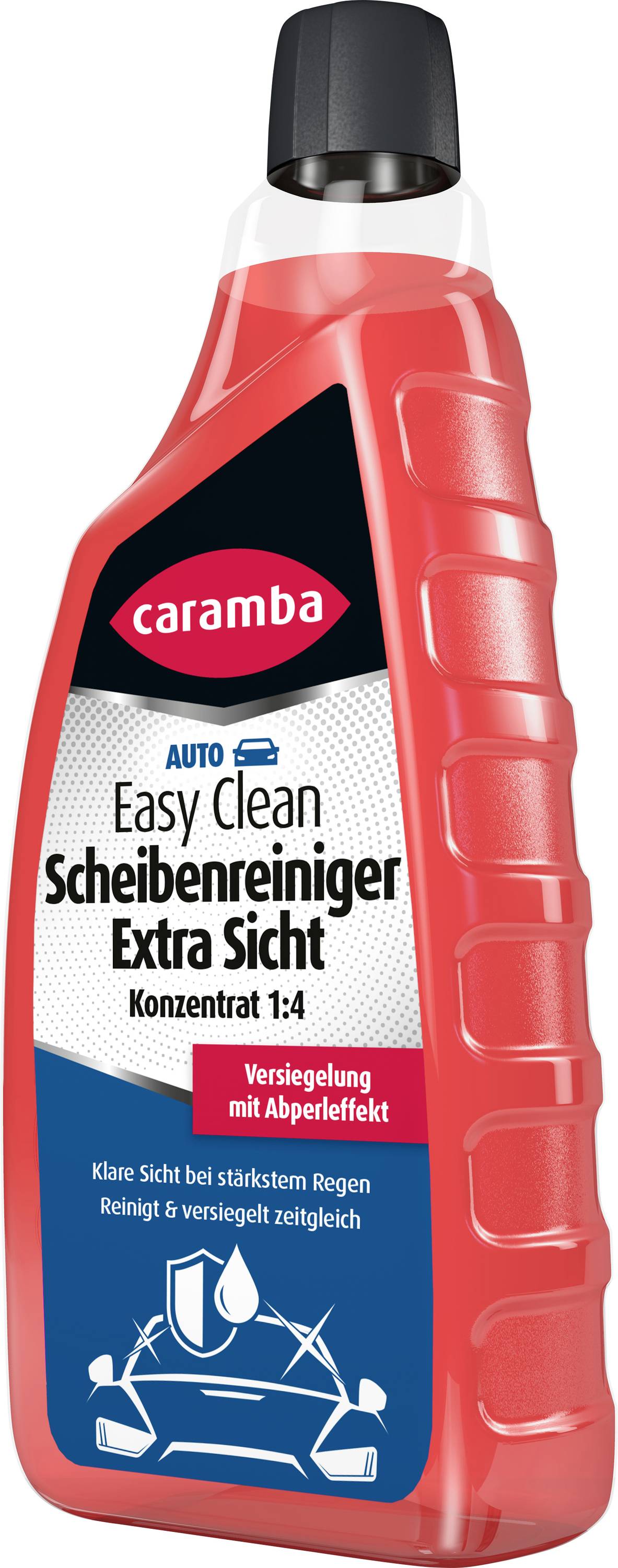 Caramba Easy Clean Scheibenwaschmittel, extra klarer Konzentrat 1:4 mit Wasser verdünnbar mit Abperl-Effekt, für streifenfreie Glasreinigung.