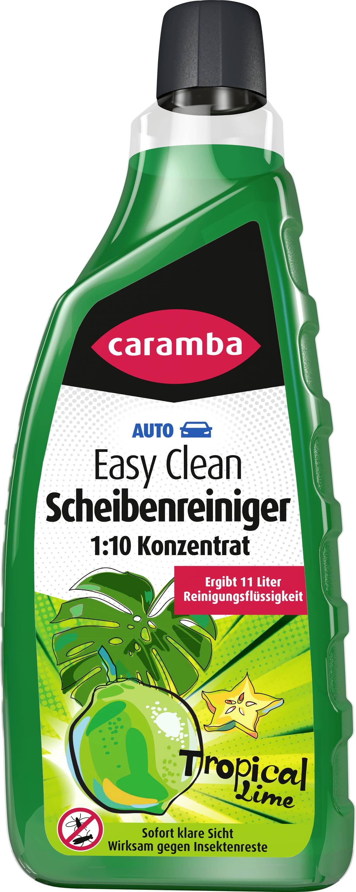 Flasche Caramba Auto Easy Clean Scheibenreiniger, 1:10 Konzentrat, Tropical Lime, für 11 Liter Reinigungsflüssigkeit.