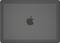 Ein geschlossener Laptop mit einem Apple-Logo in der Mitte, umgeben von einem schützenden grauen Gehäuse.