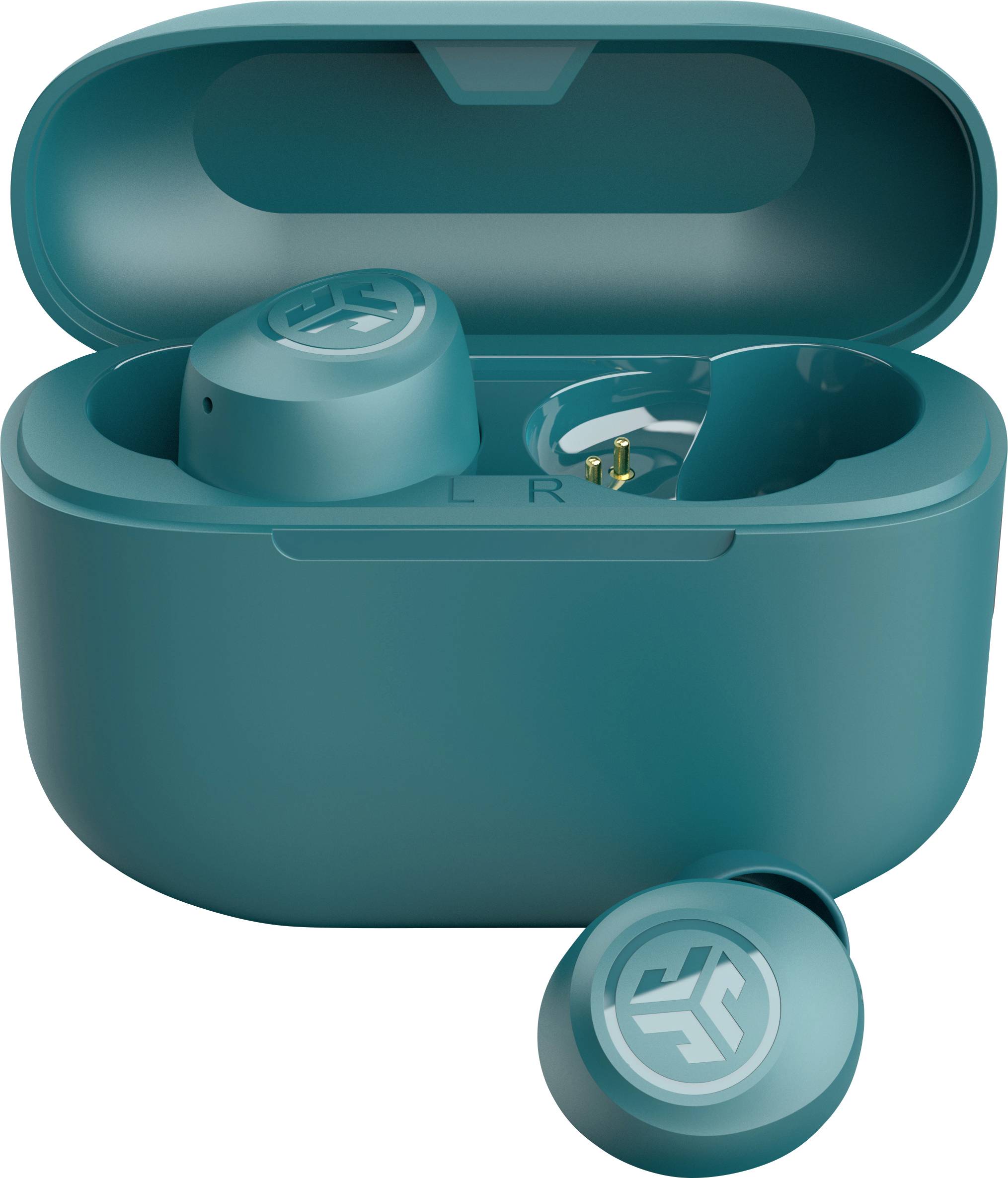 JLab Go Air Pop In Ear Kopfhörer Kabellos, Bluetooth® Türkis Ladecase, Lautstärkeregelung, Mikrofon-Stummschaltung, Schw...