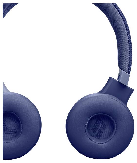 Blaue Over-Ear-Kopfhörer mit gepolsterten Ohrmuscheln und einem strukturierten Kopfbügel, teilweise von der Seite sichtbar.