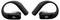Schwarze JBL Over-Ear-Wireless-Ohrhörer mit Haken-Design, die einander zugewandt sind.