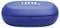 Eine blaue, ovale Schachtel mit einem 'JBL' Logo auf der Oberseite, höchstwahrscheinlich für kabellose Ohrhörer oder Kopfhörer, vor einem weißen Hintergrund abgebildet.