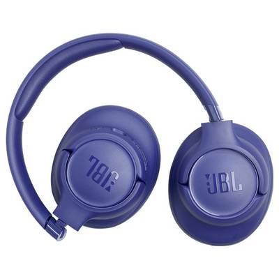 Blaue JBL-Kopfhörer mit gepolsterten Ohrmuscheln und einem gepolsterten Kopfbügel, entwickelt für Komfort und hochwertige Audioqualität.
