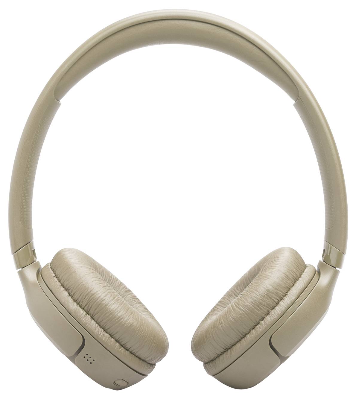 Beige Over-Ear-Kopfhörer mit gepolsterten Ohrmuscheln und verstellbarem Kopfbügel, vor einem weißen Hintergrund abgebildet.