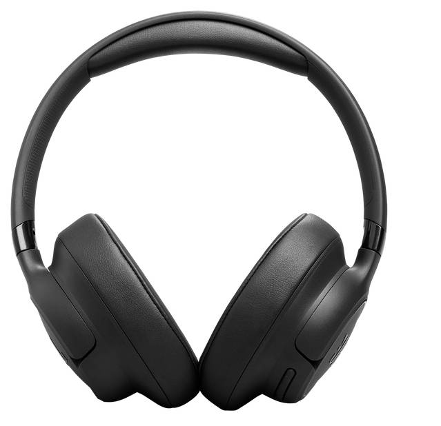 Schwarze Over-Ear-Kopfhörer mit gepolsterten Ohrmuscheln und verstellbarem Kopfbügel, vor weißem Hintergrund dargestellt.