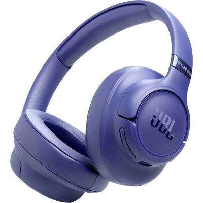Blaue kabellose Over-Ear-Kopfhörer mit schlankem Design und „JBL"-Logo an der Seite, mit gepolsterten Ohrmuscheln und verstellbarem Kopfbügel.