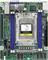Eine Computermotherboard mit einem Sockel für einen Prozessor, mehreren Steckplätzen für Arbeitsspeicher und verschiedenen Anschlüssen und Anschlüssen.
