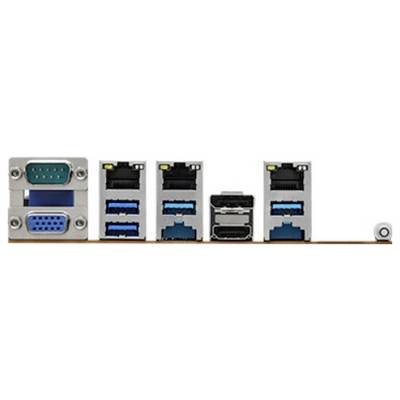 Verschiedene Arten von Anschlüssen auf einem Computermotherboard, einschließlich USB, HDMI und Ethernet, geeignet für verschiedene Verbindungen.