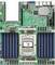 Eine Draufsicht auf ein Computer-Mainboard mit mehreren RAM-Steckplätzen, einem CPU-Sockel und verschiedenen Anschlüssen, die seine komplexe Schaltkreisstruktur hervorheben.