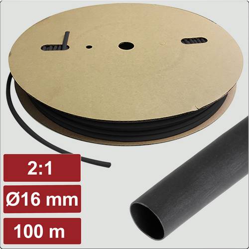 Electronic Garage EG25CA009 Schrumpfschlauch ohne Kleber Schwarz 16 mm 8 mm Schrumpfrate:2:1 100 m