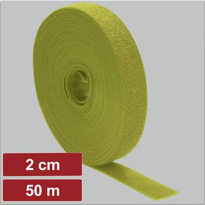 „Eine Rolle gelbes Klettband, 2 cm breit und 50 m lang."