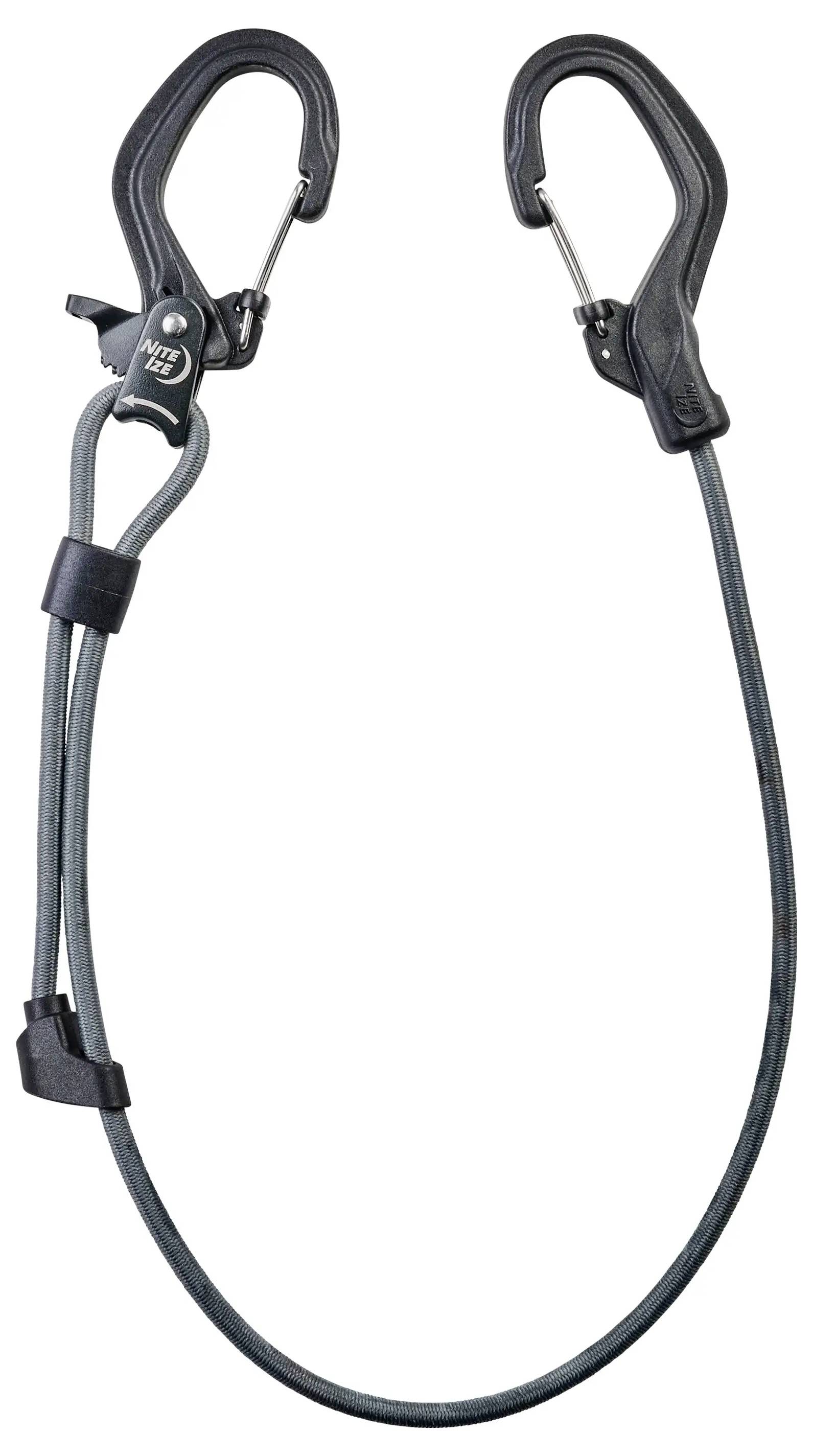 Kletterlanyard mit zwei schwarzen Karabinern und einer robusten Seilschlaufe, entwickelt für Sicherheit und einfaches Sichern während Klettertouren.