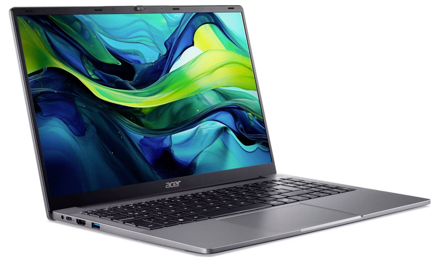 Ein schlankes silbernes Laptop, das auf dem Bildschirm lebendige abstrakte Kunstwerke zeigt und damit Farbintensität und modernes Design betont.