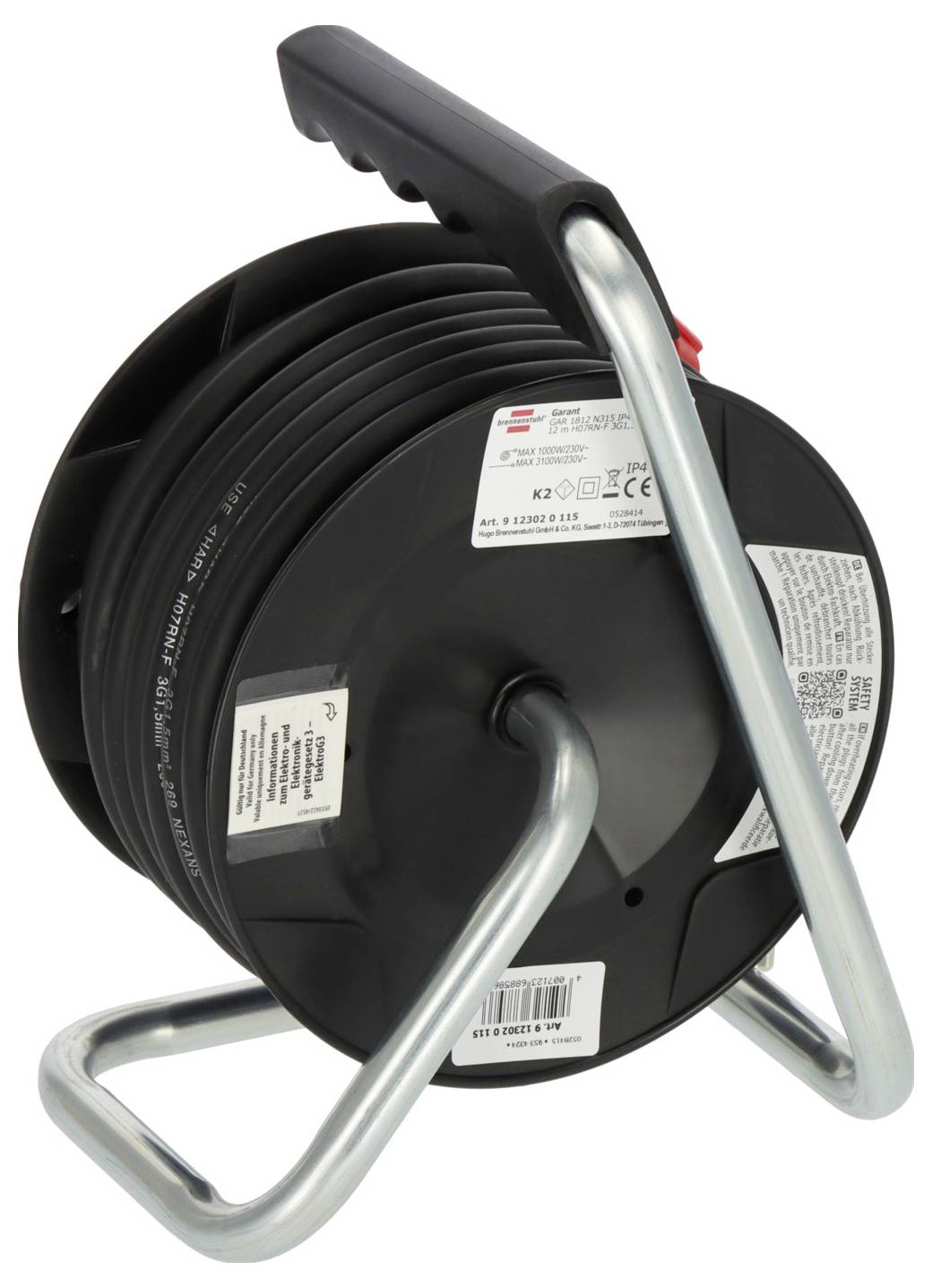 Brennenstuhl 9123020115 Kabeltrommel 12 m Schwarz