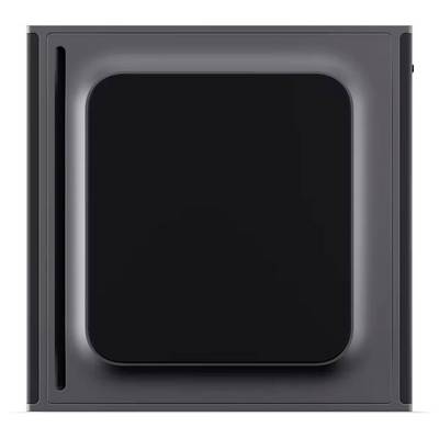 Ein quadratisches, modernes Wandpanel mit einem zentralen, versenkten schwarzen Bereich, umrahmt von einer schlanken, dunklen Einfassung; minimalistisches und stilvolles Design.