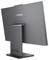 Ein Lenovo-Computermonitor, von hinten betrachtet, präsentiert ein schlankes Design mit Anschlüssen an der Basis des Ständers.