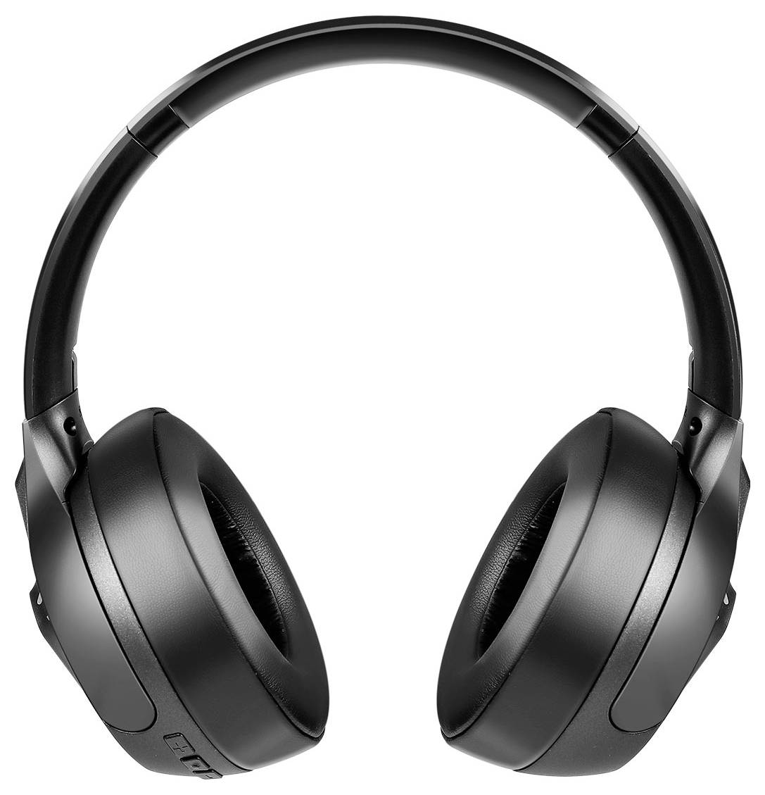 Schwarze Over-Ear-Kopfhörer mit gepolsterten Ohrmuscheln und verstellbarem Kopfbügel, entwickelt für komfortables Musikhören.