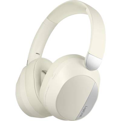 Cremefarbene Over-Ear-Kopfhörer mit einem eleganten, minimalistischen Design und einem kleinen 'LogiLink'-Logo auf der Ohrmuschel.