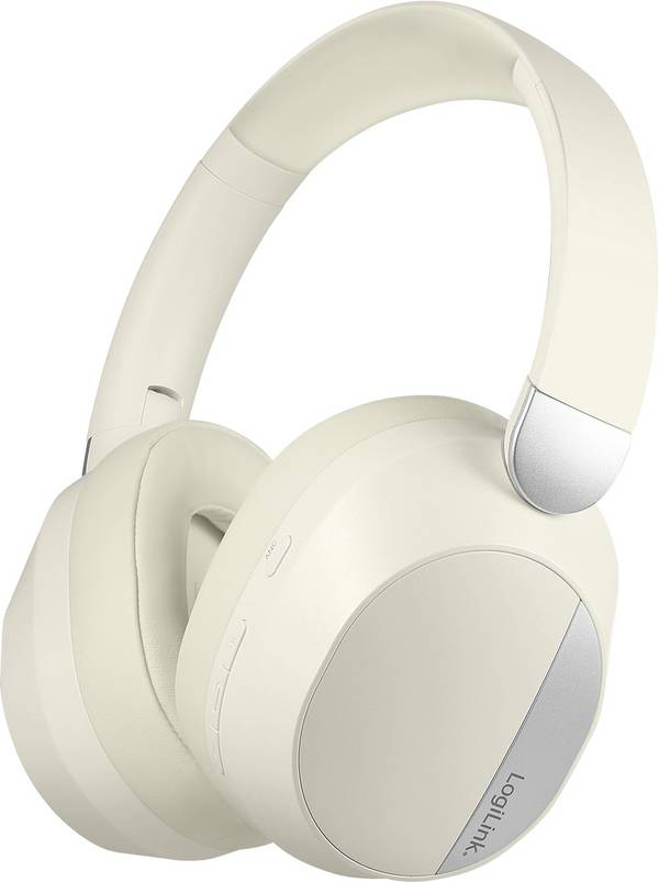 LogiLink BT0071C Over Ear Kopfhörer Bluetooth® Creme Noise Cancelling Headset Telefon
