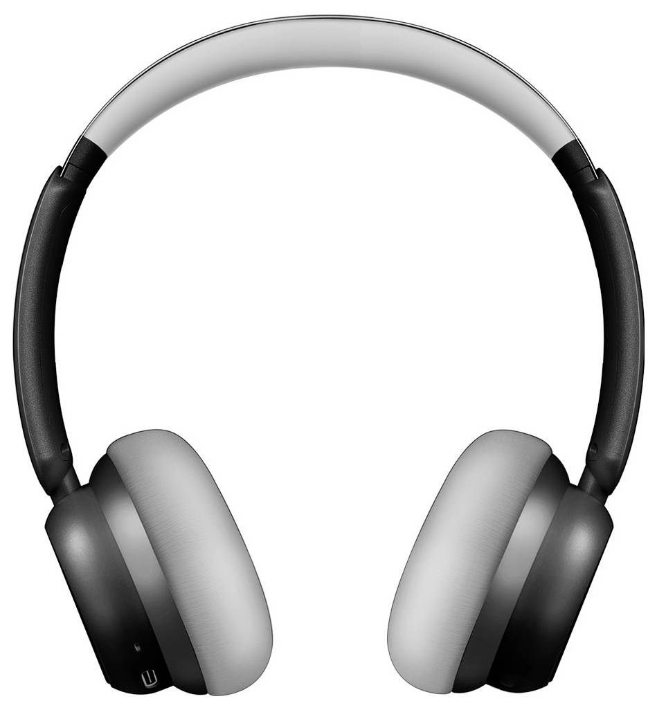 Kabellose Over-Ear-Kopfhörer mit elegantem, modernem Design, ausgestattet mit schwarzen Ohrmuscheln und einem metallfarbenen Bügel.