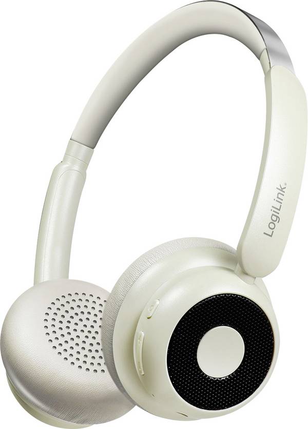 LogiLink BT0072S Over Ear Kopfhörer Bluetooth® Creme Lautstärkeregelung Telefon