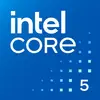 Logo für Intel Core 5 mit dem Firmennamen in Weiß auf einem blauen Hintergrund mit einem Muster aus blauen Quadraten.