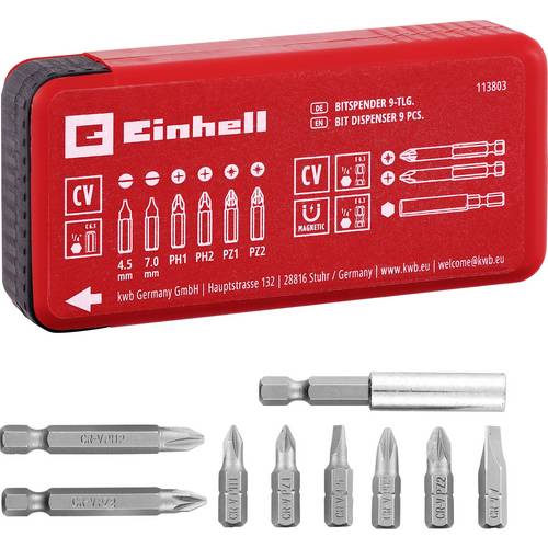 Einhell 113803 Bit-Set 9teilig Schlitz, PH, PZ