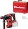Eine rote und schwarze Akkuschrauber mit zusätzlichen Bohrern, zusammen mit einem robusten Transportkoffer, auf dem das 'Einhell' Logo zu sehen ist.