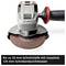 Eine Winkelschleifmaschine mit rotem Griff. Text im Bild: 'Bis zu 33 mm Schnitttiefe mit maximal 125 mm Scheibendurchmesser'.
