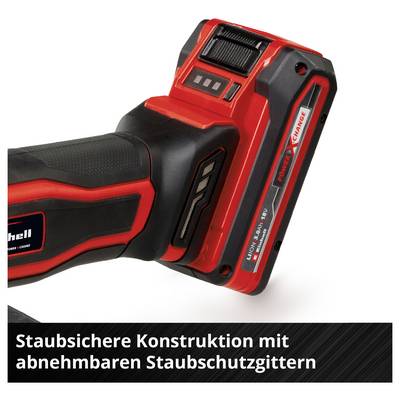 Akkuschrauber in schwarz-rot mit Staubschutzgittern und Aufschrift 'Power X-Change'.