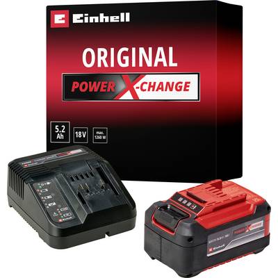 Zwei Einhell Akku-Ladegeräte mit je einem roten Lithium-Ionen-Akku, seitlich nebeneinander auf weißem Hintergrund.