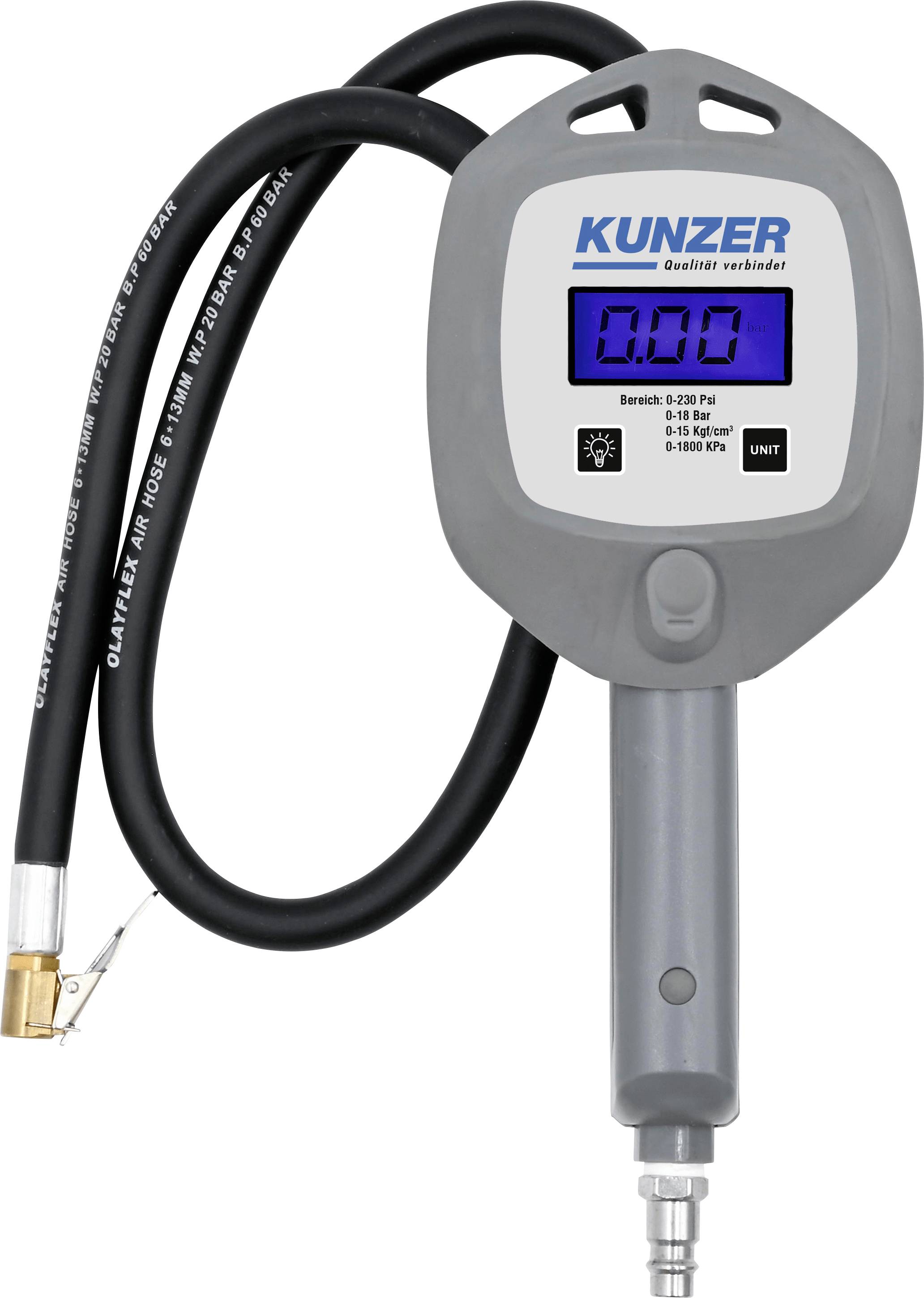 Kunzer 7HRD01 Bandendrukmeter Digitaal Meetbereik luchtdruk 18 bar (max.)