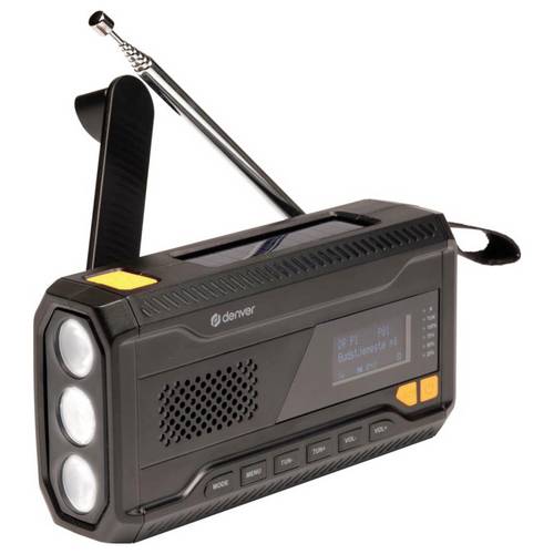Denver SCD-2033 Akku-Radio DAB+, FM DAB+, UKW Akku-Ladefunktion, Handkurbel, wiederaufladbar, Powerbank-Funktion Schwarz