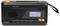 Ein schwarzes tragbares Radio mit einem digitalen Display, das '87,50 MHz' anzeigt, Tasten für Ein/Aus, Modus, Menü, Sender und Lautstärke sowie einem Trageriemen.