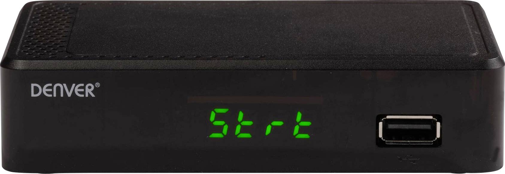 Denver DTB-148 DVB-T2 Receiver Aufnahmefunktion, Deutscher DVB-T2 Standard (H.265), Ethernet-Anschluss, Front-USB, LAN-f...