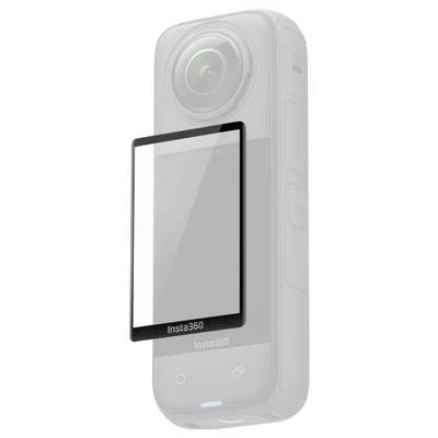 Ein Objektivschutz wird gezeigt, wie er an einer 360-Grad-Kamera, beschriftet mit „Insta360", angebracht wird.